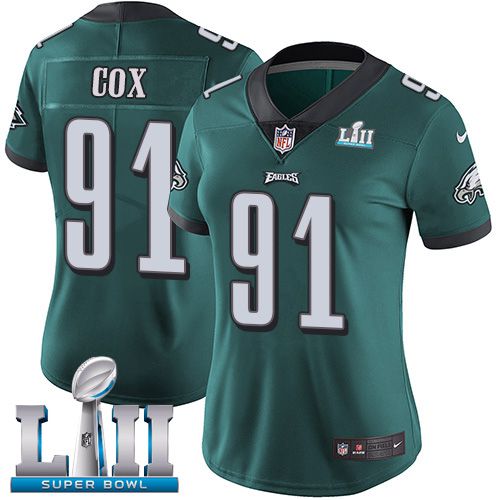 Women Philadelphia Eagles #91 Cox Green Limited 2018 Super Bowl NFL Jerseys->youth nfl jersey->Youth Jersey